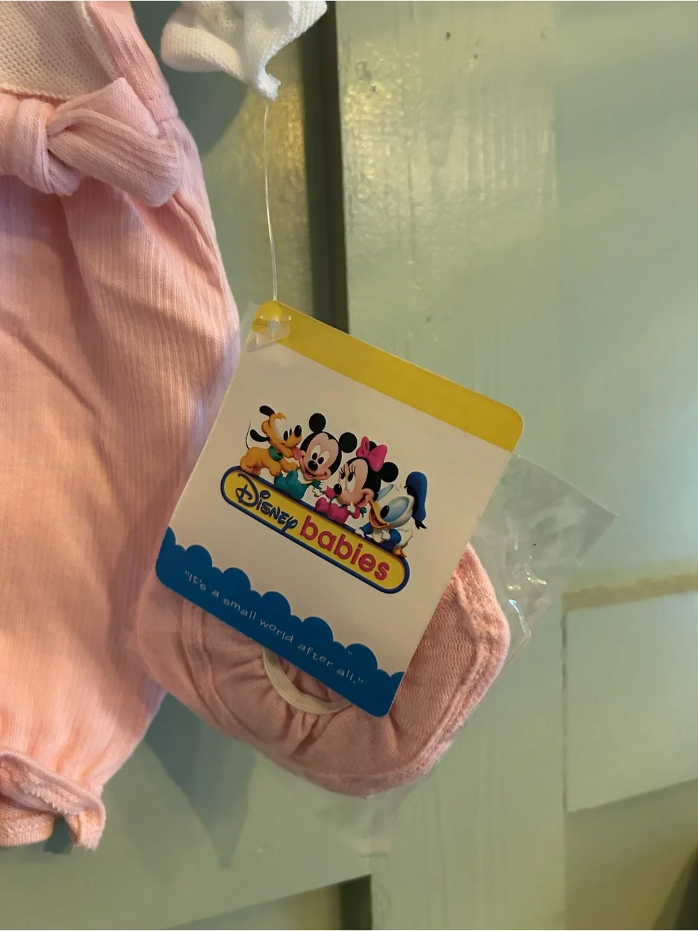 Vintage Disney Pink and White Baby Romper with Minnie Tag